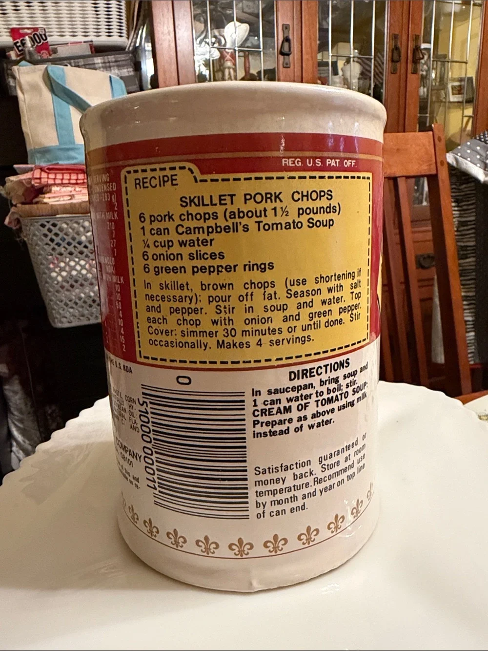 Vintage Campbell's Soup Ceramic Utensil Holder Canister by Price Products
